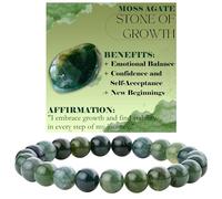 Bivei Agate mousse - Croissance - Bracelet de Perles Pour Femmes 8mm en Semi-précieux Naturel élastique élastique Cristal Bijoux Cadeaux de Yoga