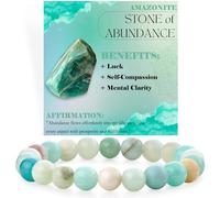 Bivei Amazonite - Abondance - Bracelet de Perles Pour Femmes 8mm en Semi-précieux Naturel élastique élastique Cristal Bijoux Cadeaux de Yoga Petit
