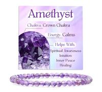 Bivei Améthyste - Calme Bracelet en Cristal pour Femmes 4mm Perles Pierre Semi-précieuse Naturelle Élastique Extensible Bijou Cadeau Yoga
