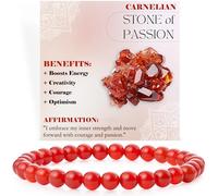 Bivei Bracelet de Perles Pour Femmes 6mm en Semi-précieux Naturel élastique élastique Cristal Bijoux Cadeaux de Yoga(Cornaline - Passion)
