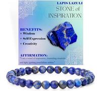 Bivei Bracelet de Perles Pour Femmes 6mm en Semi-précieux Naturel élastique élastique Cristal Bijoux Cadeaux de Yoga(Lapis Lazuli - Expression personnelle)