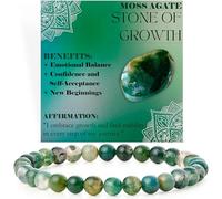 Bivei Bracelet de Perles Pour Femmes 6mm en Semi-précieux Naturel élastique élastique Cristal Bijoux Cadeaux de Yoga(Agate mousse - Croissance)