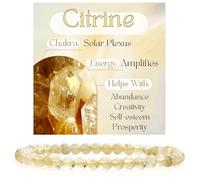 Bivei Citrine - Amplification Bracelet en Cristal pour Femmes 4mm Perles Pierre Semi-précieuse Naturelle Élastique Extensible Bijou Cadeau Yoga