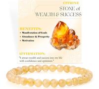 Bivei Citrine - Richesse & succès - Bracelet de Perles Pour Femmes 6mm en Semi-précieux Naturel élastique élastique Cristal Bijoux Cadeaux de Yoga Petit