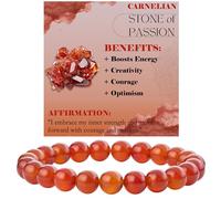 Bivei Cornaline - Passion - Bracelet de Perles Pour Femmes 8mm en Semi-précieux Naturel élastique élastique Cristal Bijoux Cadeaux de Yoga Petit