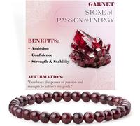 Bivei Grenat - Passion & énergie - Bracelet de Perles Pour Femmes 6mm en Semi-précieux Naturel élastique élastique Cristal Bijoux Cadeaux de Yoga