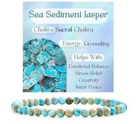 Bivei Jaspe sédiment de mer - Mise à la terre Bracelet en Cristal pour Femmes 4mm Perles Pierre Semi-précieuse Naturelle Élastique Extensible Bijou Cadeau Yoga