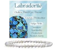 Bivei Labradorite - Protection Bracelet en Cristal pour Femmes 4mm Perles Pierre Semi-précieuse Naturelle Élastique Extensible Bijou Cadeau Yoga