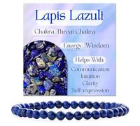 Bivei Lapis Lazuli - Sagesse Bracelet en Cristal pour Femmes 4mm Perles Pierre Semi-précieuse Naturelle Élastique Extensible Bijou Cadeau Yoga