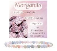 Bivei Morganite - Apaisante Bracelet en Cristal pour Femmes 4mm Perles Pierre Semi-précieuse Naturelle Élastique Extensible Bijou Cadeau Yoga