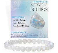 Bivei Pierre de lune - Intuition - Bracelet de Perles Pour Femmes 6mm en Semi-précieux Naturel élastique élastique Cristal Bijoux Cadeaux de Yoga