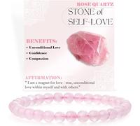 Bivei Quartz rose - Amour de soi - Bracelet de Perles Pour Femmes 6mm en Semi-précieux Naturel élastique élastique Cristal Bijoux Cadeaux de Yoga