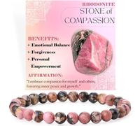 Bivei Rhodonite - Compassion - Bracelet de Perles Pour Femmes 6mm en Semi-précieux Naturel élastique élastique Cristal Bijoux Cadeaux de Yoga