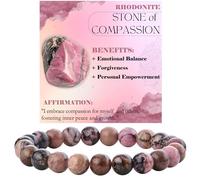 Bivei Rhodonite - Compassion - Bracelet de Perles Pour Femmes 8mm en Semi-précieux Naturel élastique élastique Cristal Bijoux Cadeaux de Yoga Petit