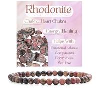 Bivei Rhodonite - Guérison Bracelet en Cristal pour Femmes 4mm Perles Pierre Semi-précieuse Naturelle Élastique Extensible Bijou Cadeau Yoga Petit