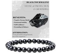 Bivei Tourmaline noire - Protection & mise à la terre - Bracelet de Perles Pour Femmes 6mm en Semi-précieux Naturel élastique élastique Cristal Bijoux Cadeaux de Yoga Petit
