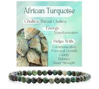 Bivei Turquoise africaine - Transformation Bracelet en Cristal pour Femmes 4mm Perles Pierre Semi-précieuse Naturelle Élastique Extensible Bijou Cadeau Yoga