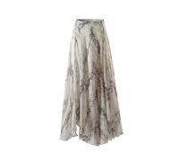 BIVVI Irregular and Flowing Half Skirt with A Sense of Drape Light Coffee Plaid Long Skirt Python Patterned Half Skirt(B,Medium)