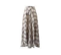 BIVVI Irregular and Flowing Half Skirt with A Sense of Drape Light Coffee Plaid Long Skirt Python Patterned Half Skirt(A,Medium)