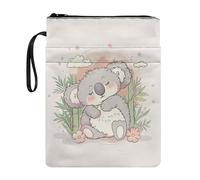 Bivxisrvo Koala Housse de livre de grande capacité pour livres de poche, pochettes de livre avec fermeture éclair, cadeaux pour les amateurs de livres, pochette de protection avec poche avant lavable