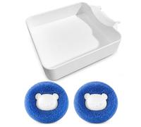BIVYAX 1 unité bac de rétention pour lave-linge, bac anti-fuite universel, plateau de protection imperméable, adaptable pour sous-sol, appartement, garage, maison, avec 2 billes de lavage bleues