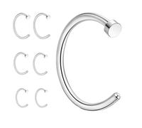 BIVYAX 6 Pièces Set de Piercing Nez Factice, Anneau Nez Septum en Acier Inoxydable, faux piercing nez Set Hoop 6MM/8MM/10MM, Fin et Petit, Hypoallergénique pour Cartilage et Hélix, Argent