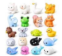 BIVYAX Lot de 20 Mini Figurines Animaux en Résine, Petites Figurines d'Animaux pour Jardin Miniature, Bonsaï, Aquarium et DIY Paysage Miniature