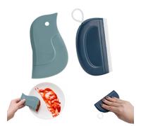 BIVYAX Mini Raclette Douche 2 Pièces, petit grattoir vitre bleu et pingouin, raclette eau et graisse pour salle de bain cuisine verre carrelage, pour loisirs créatifs, pour usage quotidien