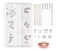 BIVYAX Strass Dentaire Kit, Kit Strass Dentaire pour Decoration et Bling sur les Dents, pour une Pose Facile, Eclat Lumineux et Tenue Longue Duree, sans Colle