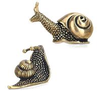 Biwwubik 2 pièces de décoration escargot pour bassin en plein air, statuette escargot de jardin, escargot en laiton avec effet, la signification de l'escargot qui marche lentement