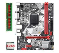 Biwwubik Carte mère de bureau B75-H + CPU I3-2120 + 1 x 4G DDR3 1 600 MHz RAM LGA 1155 USB 3.0 SATA 3.0 Carte mère d'ordinateur