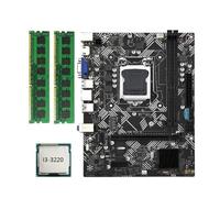 Biwwubik Carte mère de bureau B75M- + CPU I3-3220 + 2 x DDR3 1600 MHz 8 Go RAM LGA 1155 USB 3.0 SATA 3.0 Carte mère d'ordinateur