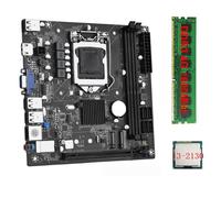 Biwwubik Carte mère de bureau ITX H61 +I3-2130 + 1 x DDR3 1600 MHz 4 G RAM CPU LGA 1155 Compatible avec jusqu'à 16 Go de RAM Emplacements Carte réseau de 100 m