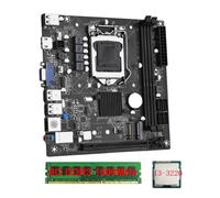 Biwwubik Carte mère de bureau ITX H61 +I3-3220 + 1 x 8G DDR3 1 600 MHz RAM CPU LGA 1155 Compatible avec jusqu'à 16 Go de RAM Emplacements Carte réseau de 100 m