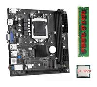 Biwwubik Carte mère de bureau ITX H61 +I3-3220 + 1 x DDR3 1 600 MHz 4 G RAM CPU LGA 1155 Compatible avec jusqu'à 16 Go de RAM Emplacements Carte réseau de 100 m