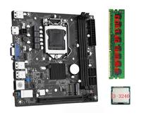 Biwwubik Carte mère de bureau ITX H61 + I3-3240 + 1 x DDR3 1600 MHz 4 G RAM CPU LGA 1155 Compatible avec jusqu'à 16 Go de RAM Emplacements Carte réseau de 100 m