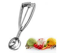 Bixel Cuillère à crème glacée avec déclenchement facile - Petite taille (4 cm) en acier inoxydable 304 pour boulettes de viande, boules de mellon, purée de pommes de terre et muffins
