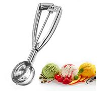 Bixel Cuillère à crème glacée avec déclencheur facile - Cuillère à biscuits en acier inoxydable 304 de taille moyenne (5 cm) pour boulettes de viande, boules de mellon, purée de pommes de terre et