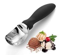 Bixel Cuillère à glace robuste avec poignée ergonomique, cuillère à crème glacée professionnelle, la pâte à biscuits, les melons et plus encore (noir)