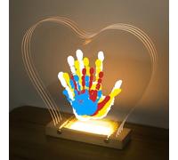 Bixinyo Kit d'empreintes de mains familiales avec lumière, kit d'empreintes de main et de pied de bébé, souvenir de famille, cadeaux de famille pour nouveaux parents, cadeaux d'adoption, cadeaux de