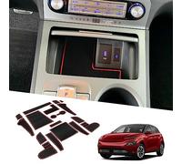 BIXUAN compatible avec Hyundai Kona EV 2020-2022 Tapis antidérapants pour console centrale, repose-bras en caoutchouc, tapis pour porte-gobelets, poignée antidérapante, 18 pièces de tapis pour couture