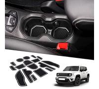 BIXUAN Compatible avec Jeep Renegade BU 2015-2018 Tapis antidérapants pour Console Centrale Accoudoir Tapis en Caoutchouc Porte-gobelet, Tapis de Couture de Porte antidérapant Tapis de Fente de