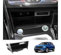 BIXUAN Compatible avec VW T-ROC 2018-2024 2025 Console centrale Commande centrale Boîte de rangement TROC Boîte de rangement Auto Center Console Organisateur Plateau TROC 2025 Accessoires