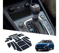 BIXUAN Lot de 18 Tapis antidérapants en Caoutchouc, compatibles avec Hyundai Kona 2022, Console Centrale, accoudoir, Porte-gobelet, Tapis de Couture de Porte antidérapant, Tapis de Fente de Porte