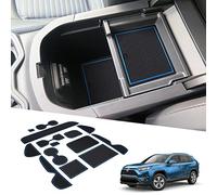 BIXUAN RAV 4 2024, compatible avec Toyota RAV4 5 Gen 50 Series 2019-2023, 2024, tapis antidérapants, pour console centrale, accoudoir, porte-gobelet, tapis antidérapant pour fente de porte, bleu