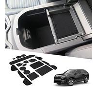 BIXUAN RAV 4 Compatible avec Toyota RAV4 5 Gen 50 série 2019-2023 2024 Tapis antidérapant pour Console Centrale, accoudoir en Caoutchouc, Tapis de Porte-gobelet Couture de Porte antidérapant, Noir