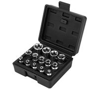 Bixury Douille Torx Profilés E Lot de 14 Douilles E-Torx Femelles | Forme D'étoile, 1/4" 3/8" 1/2" E4 E5 E6 E7 E8 E10 E11 E12 E14 E16 E18 E20 E22 E24, Coffret de Douilles Torx Étui Noir