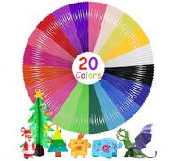 Bixury Filament Stylo 3D Recharge Stylo 3D 1,75mm 20 Couleurs 10m Chacun 1,75mm Recharge 3D Pen Filament Total 200m pour Fil Stylo 3D Matériau et Recharge Stylo 3D Filament PLA Accessoire
