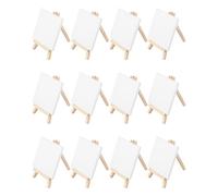 Bixury Mini Chevalets de Table en Bois 12 Pièces Chevalets avec Toile Petit Chevalet en Bois pour La Peinture 10 x 10 cm Petit Chevalet en Bois pour Le Dessin Exposer Des Peintures et Cadres Photo
