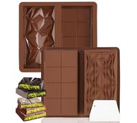 Bixury Moule Tablette Chocolat en Silicone, 2 Pièces Moule Chocolat Tablette Profonds Moule Tablette,Moule Silicone Tablette de Chocolat Pour Barres Protéinées Et Énergétiques, sans BPA (Marron)